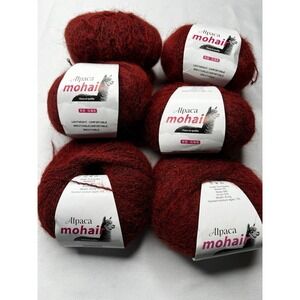 Sanchunhui Alpaca Mohair Yarn Dark Brick Red 6 Balls 150g Knitting Crochet